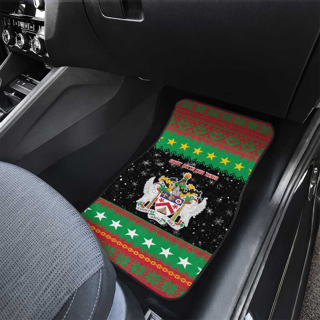 Saint Kitts And Nevis Christmas Car Mats Coat Of Arms Xmas Vibe - Wonder Print Shop