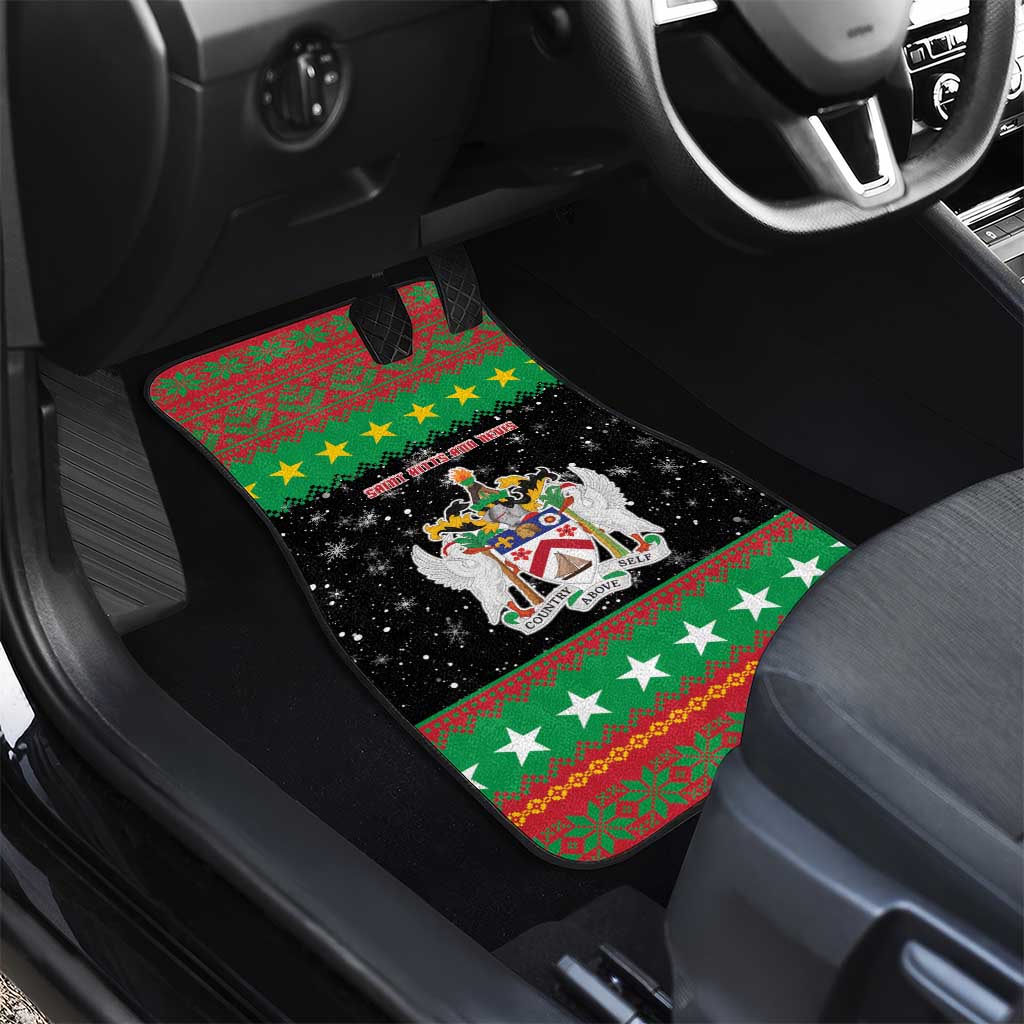 Saint Kitts And Nevis Christmas Car Mats Coat Of Arms Xmas Vibe - Wonder Print Shop