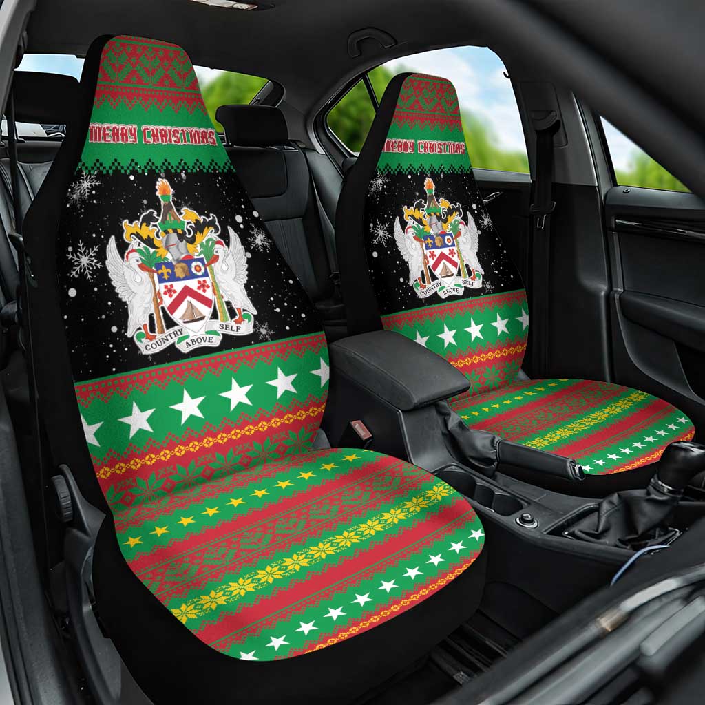 Saint Kitts And Nevis Christmas Car Seat Cover Coat Of Arms Xmas Vibe - Wonder Print Shop