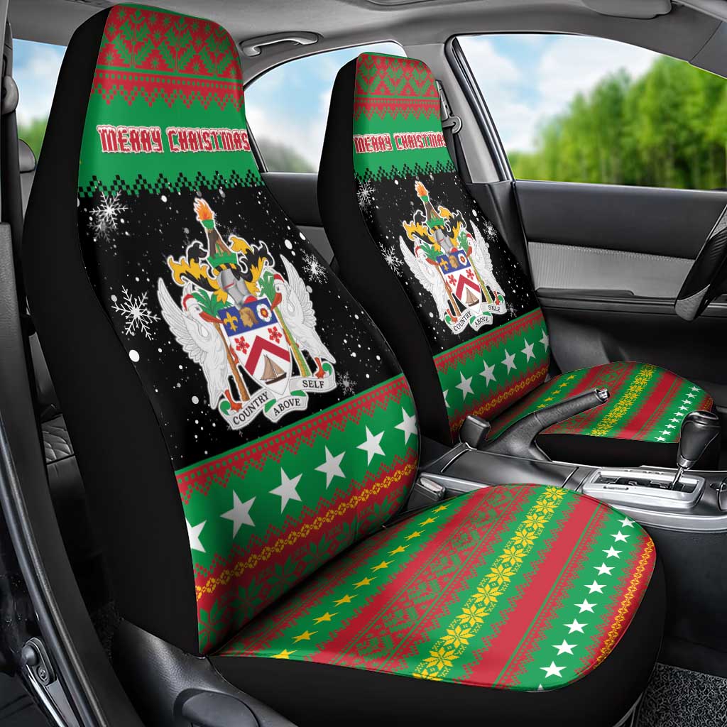 Saint Kitts And Nevis Christmas Car Seat Cover Coat Of Arms Xmas Vibe - Wonder Print Shop