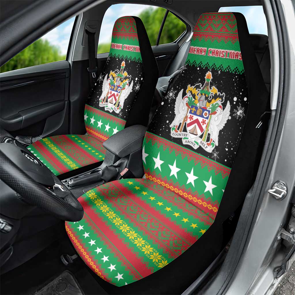 Saint Kitts And Nevis Christmas Car Seat Cover Coat Of Arms Xmas Vibe - Wonder Print Shop