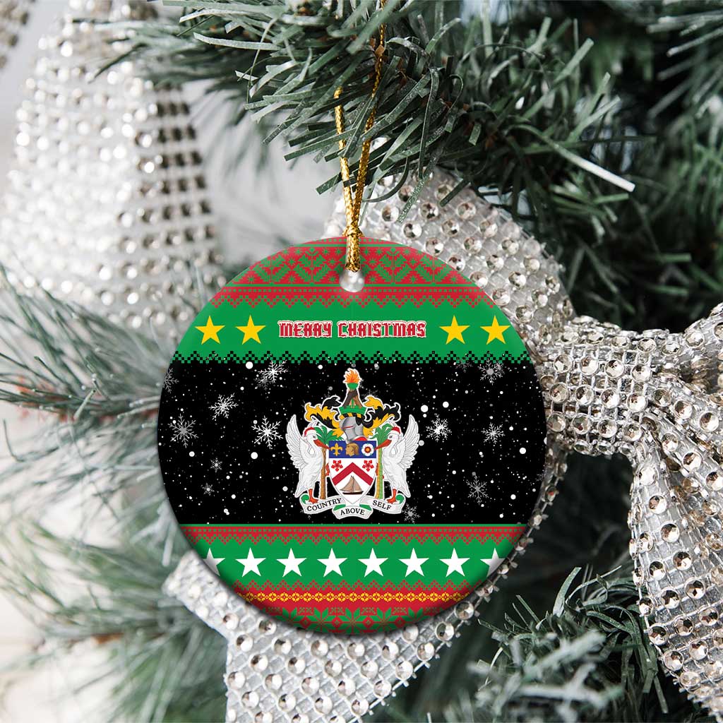 Saint Kitts And Nevis Christmas Ceramic Ornament Coat Of Arms Xmas Vibe - Wonder Print Shop