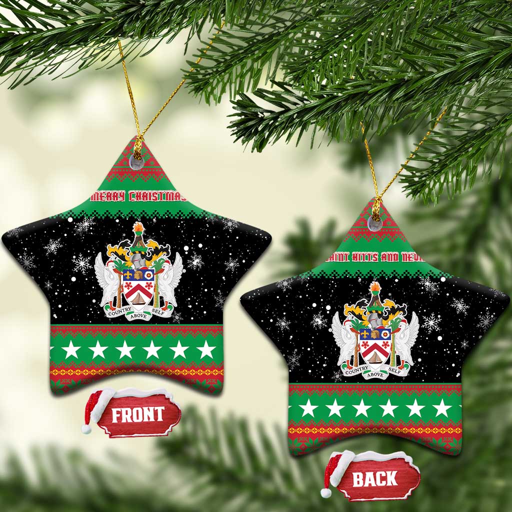 Saint Kitts And Nevis Christmas Ceramic Ornament Coat Of Arms Xmas Vibe - Wonder Print Shop