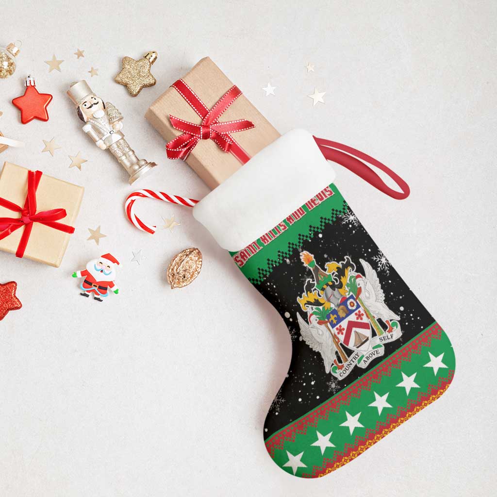 Saint Kitts And Nevis Christmas Stocking Coat Of Arms Xmas Vibe - Wonder Print Shop