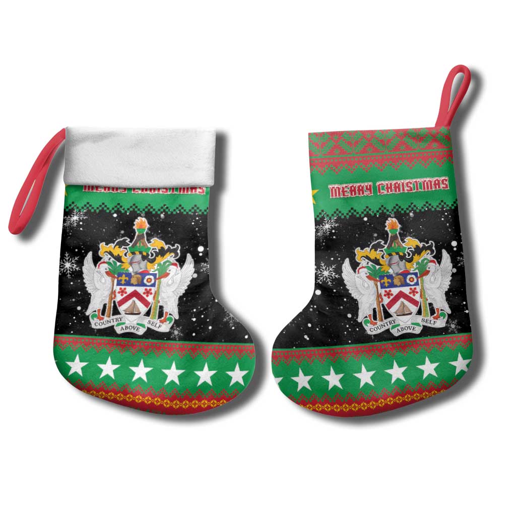 Saint Kitts And Nevis Christmas Stocking Coat Of Arms Xmas Vibe - Wonder Print Shop