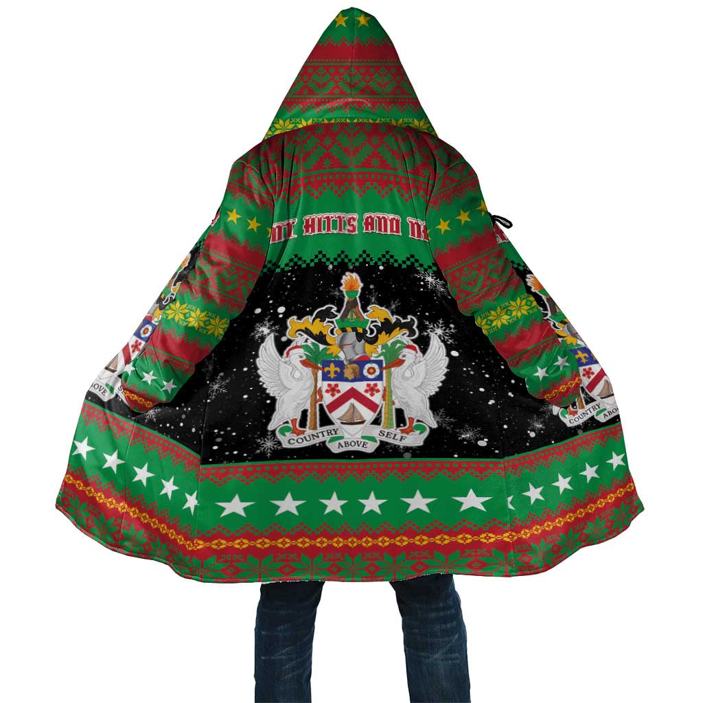 Saint Kitts And Nevis Christmas Cloak Coat Of Arms Xmas Vibe - Wonder Print Shop