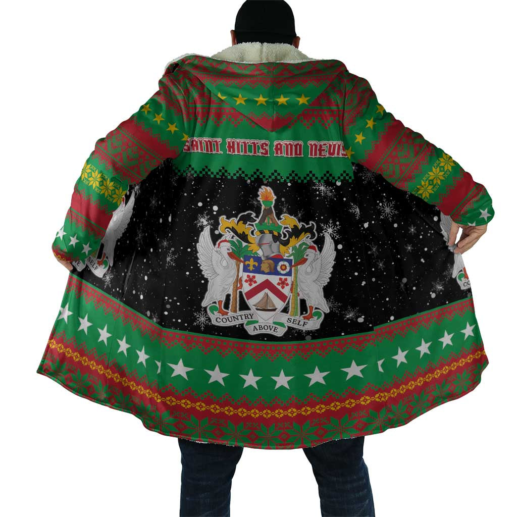 Saint Kitts And Nevis Christmas Cloak Coat Of Arms Xmas Vibe - Wonder Print Shop