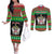Saint Kitts And Nevis Christmas Couples Matching Off The Shoulder Long Sleeve Dress and Long Sleeve Button Shirt Coat Of Arms Xmas Vibe - Wonder Print Shop