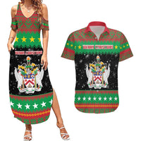 Saint Kitts And Nevis Christmas Couples Matching Summer Maxi Dress and Hawaiian Shirt Coat Of Arms Xmas Vibe - Wonder Print Shop
