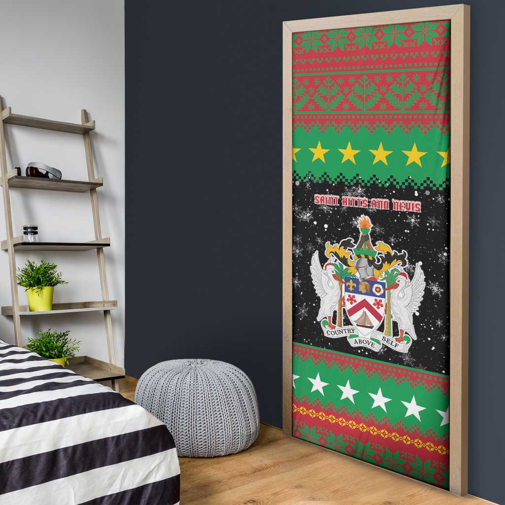 Saint Kitts And Nevis Christmas Door Cover Coat Of Arms Xmas Vibe - Wonder Print Shop