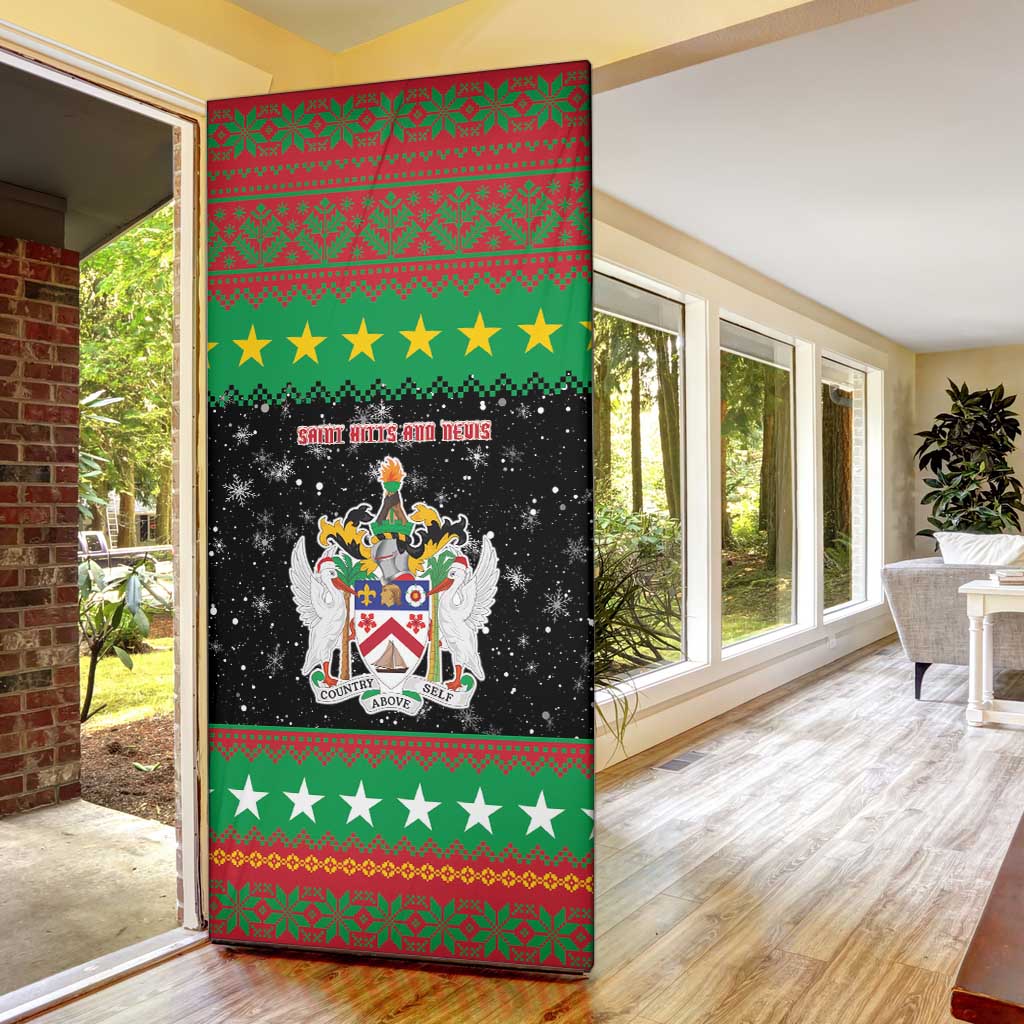 Saint Kitts And Nevis Christmas Door Cover Coat Of Arms Xmas Vibe - Wonder Print Shop