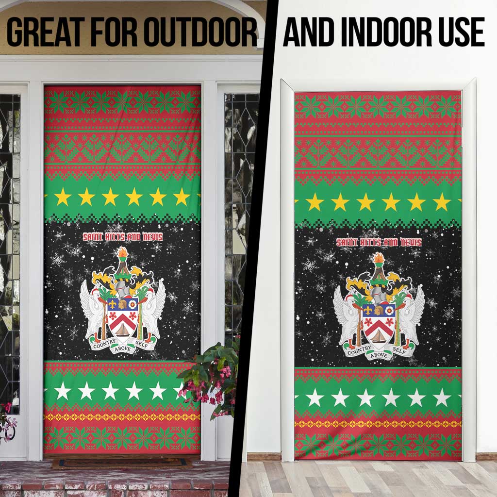 Saint Kitts And Nevis Christmas Door Cover Coat Of Arms Xmas Vibe - Wonder Print Shop