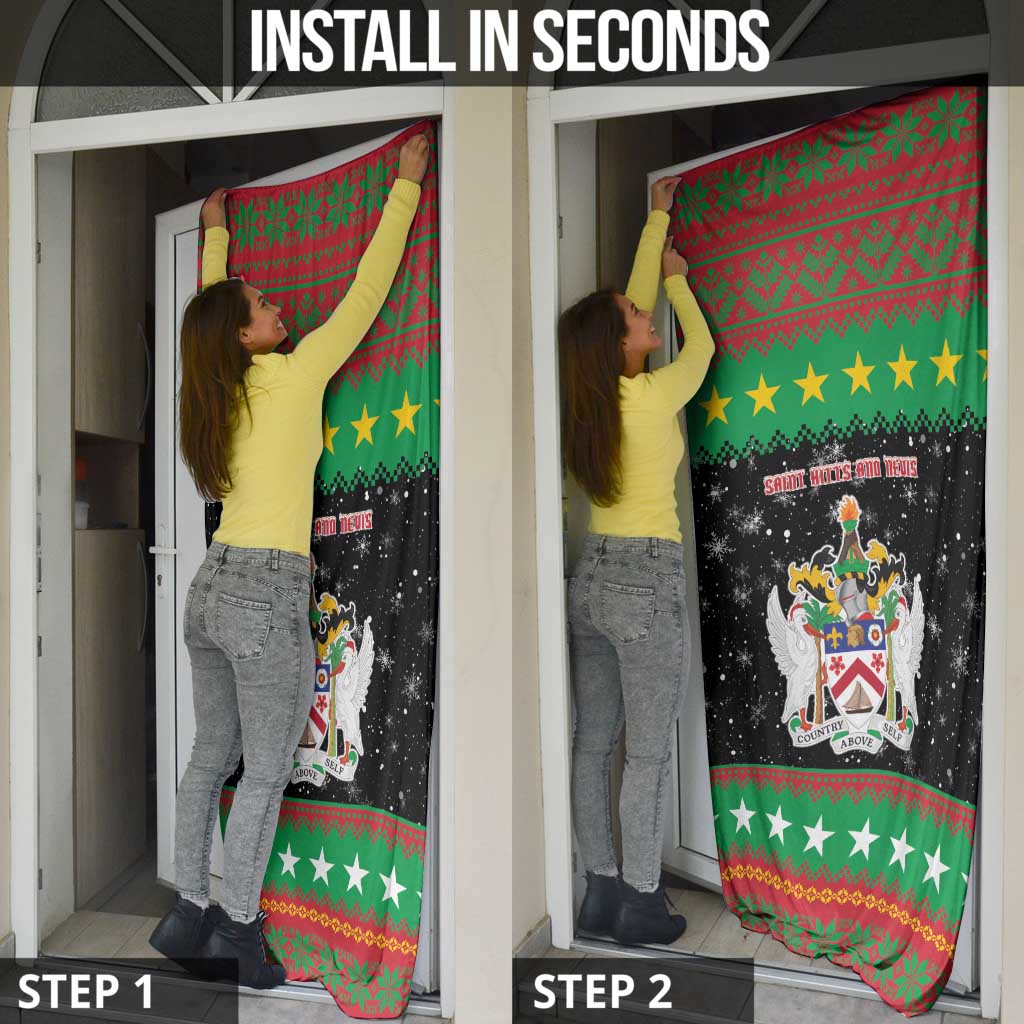 Saint Kitts And Nevis Christmas Door Cover Coat Of Arms Xmas Vibe - Wonder Print Shop