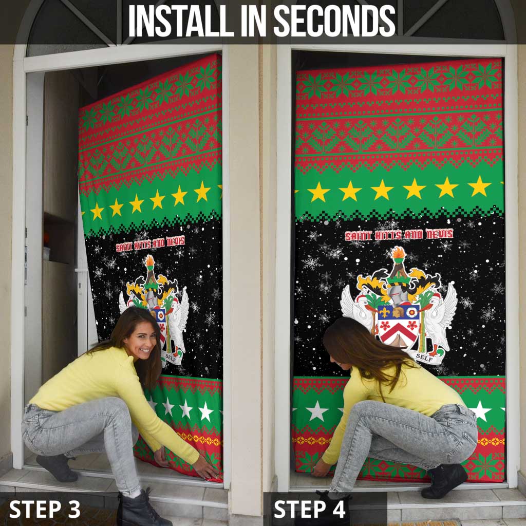 Saint Kitts And Nevis Christmas Door Cover Coat Of Arms Xmas Vibe - Wonder Print Shop
