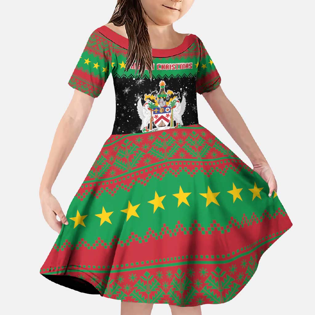 Saint Kitts And Nevis Christmas Family Matching Long Sleeve Bodycon Dress and Hawaiian Shirt Coat Of Arms Xmas Vibe - Wonder Print Shop
