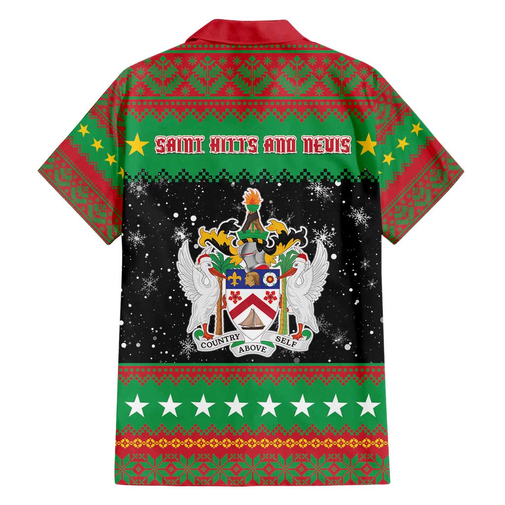 Saint Kitts And Nevis Christmas Family Matching Long Sleeve Bodycon Dress and Hawaiian Shirt Coat Of Arms Xmas Vibe - Wonder Print Shop