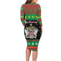 Saint Kitts And Nevis Christmas Family Matching Long Sleeve Bodycon Dress and Hawaiian Shirt Coat Of Arms Xmas Vibe - Wonder Print Shop