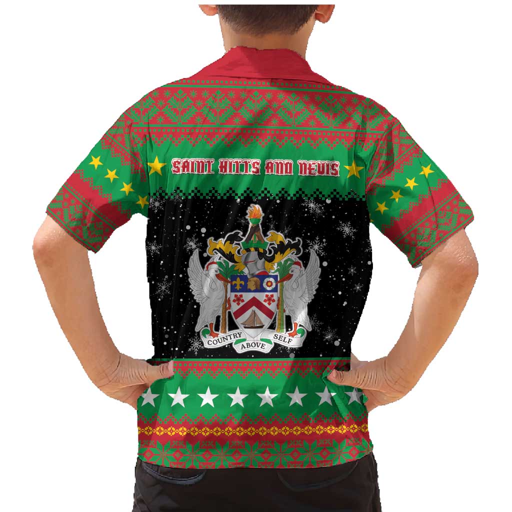 Saint Kitts And Nevis Christmas Family Matching Mermaid Dress and Hawaiian Shirt Coat Of Arms Xmas Vibe - Wonder Print Shop