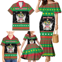 Saint Kitts And Nevis Christmas Family Matching Mermaid Dress and Hawaiian Shirt Coat Of Arms Xmas Vibe - Wonder Print Shop