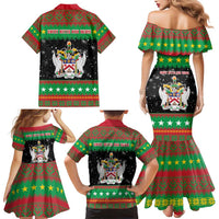 Saint Kitts And Nevis Christmas Family Matching Mermaid Dress and Hawaiian Shirt Coat Of Arms Xmas Vibe - Wonder Print Shop