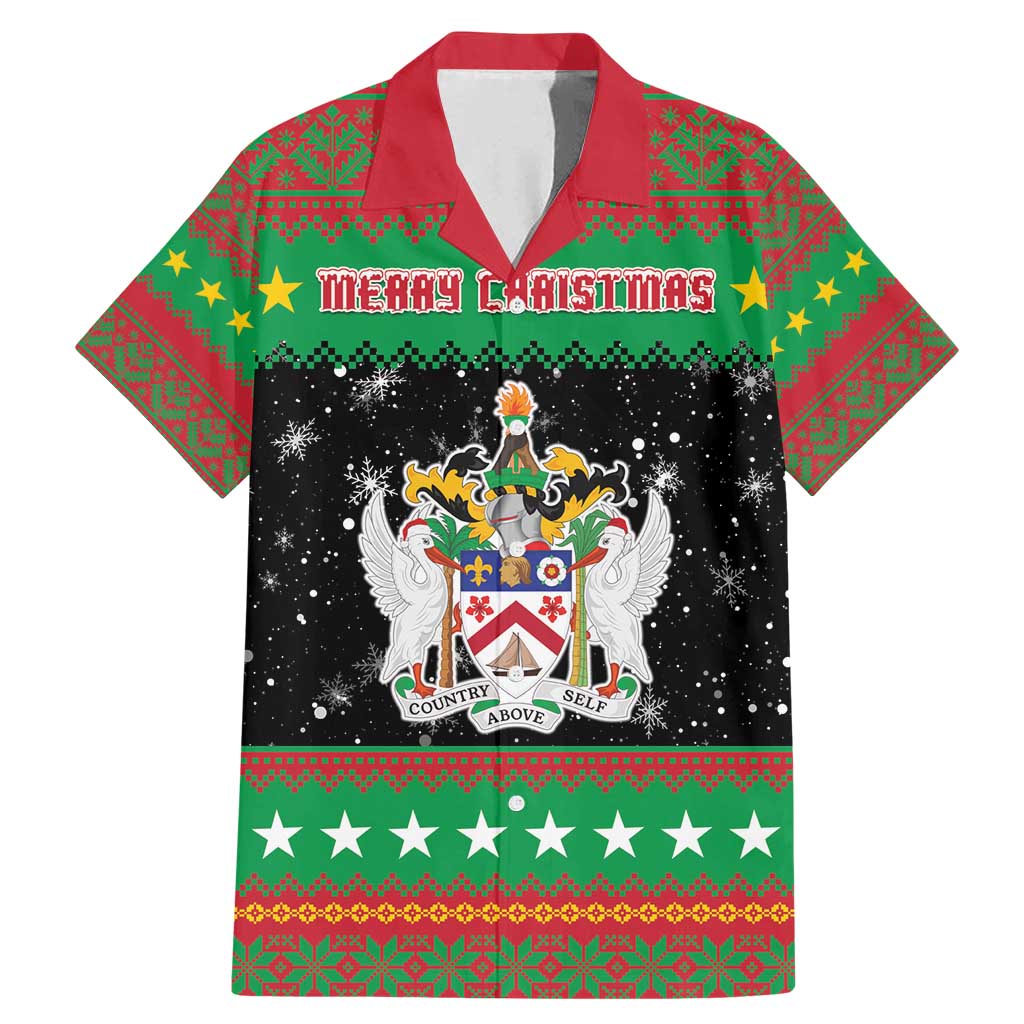 Saint Kitts And Nevis Christmas Family Matching Mermaid Dress and Hawaiian Shirt Coat Of Arms Xmas Vibe - Wonder Print Shop