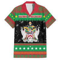 Saint Kitts And Nevis Christmas Family Matching Off Shoulder Maxi Dress and Hawaiian Shirt Coat Of Arms Xmas Vibe - Wonder Print Shop