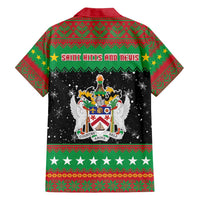 Saint Kitts And Nevis Christmas Family Matching Off Shoulder Short Dress and Hawaiian Shirt Coat Of Arms Xmas Vibe - Wonder Print Shop