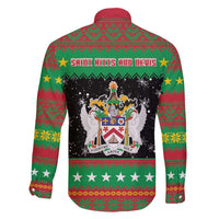 Saint Kitts And Nevis Christmas Family Matching Off Shoulder Short Dress and Hawaiian Shirt Coat Of Arms Xmas Vibe - Wonder Print Shop