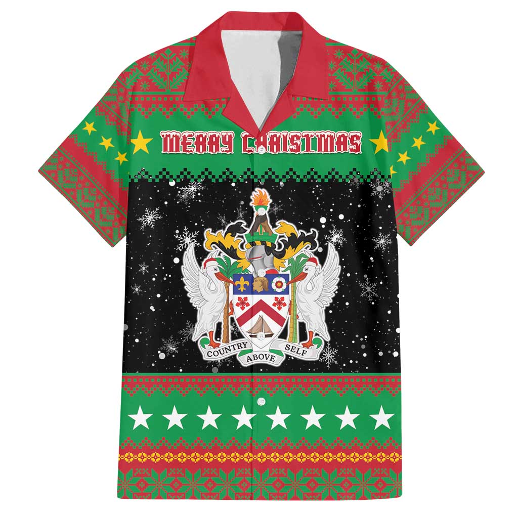 Saint Kitts And Nevis Christmas Family Matching Puletasi and Hawaiian Shirt Coat Of Arms Xmas Vibe - Wonder Print Shop