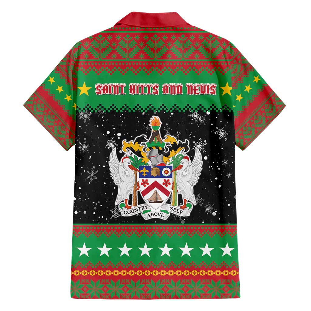 Saint Kitts And Nevis Christmas Family Matching Short Sleeve Bodycon Dress and Hawaiian Shirt Coat Of Arms Xmas Vibe - Wonder Print Shop