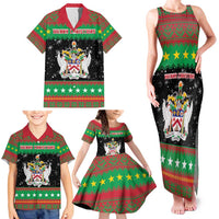 Saint Kitts And Nevis Christmas Family Matching Tank Maxi Dress and Hawaiian Shirt Coat Of Arms Xmas Vibe - Wonder Print Shop