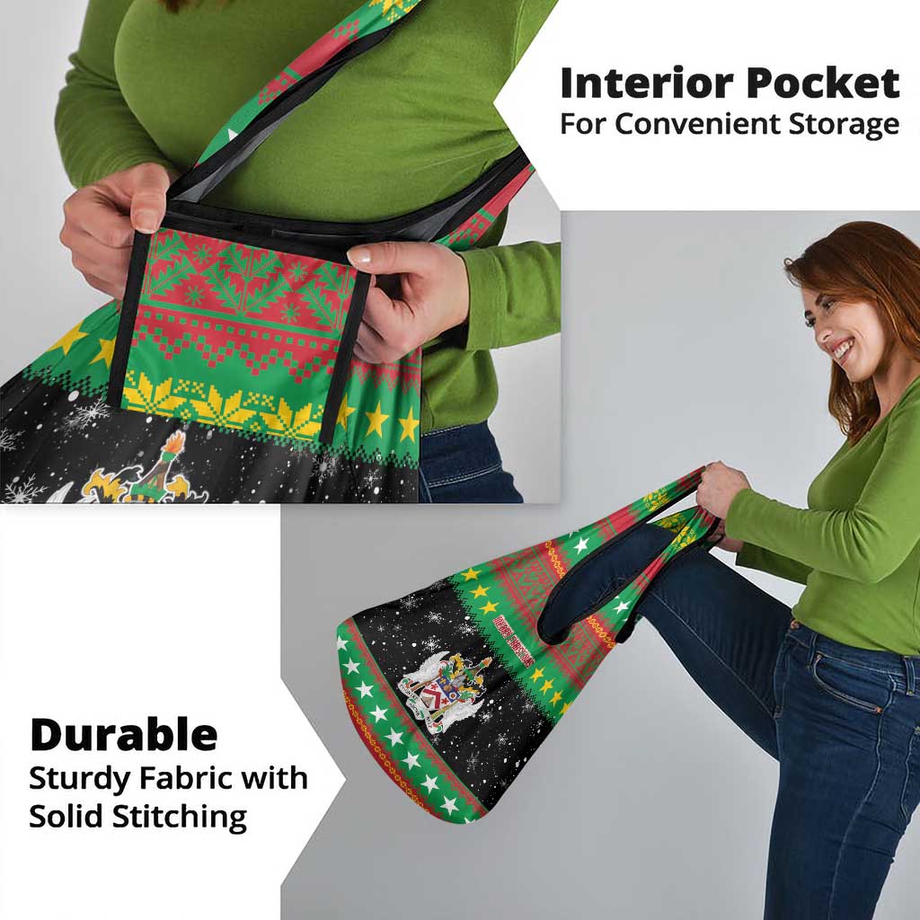 Saint Kitts And Nevis Christmas Grocery Bag Coat Of Arms Xmas Vibe - Wonder Print Shop