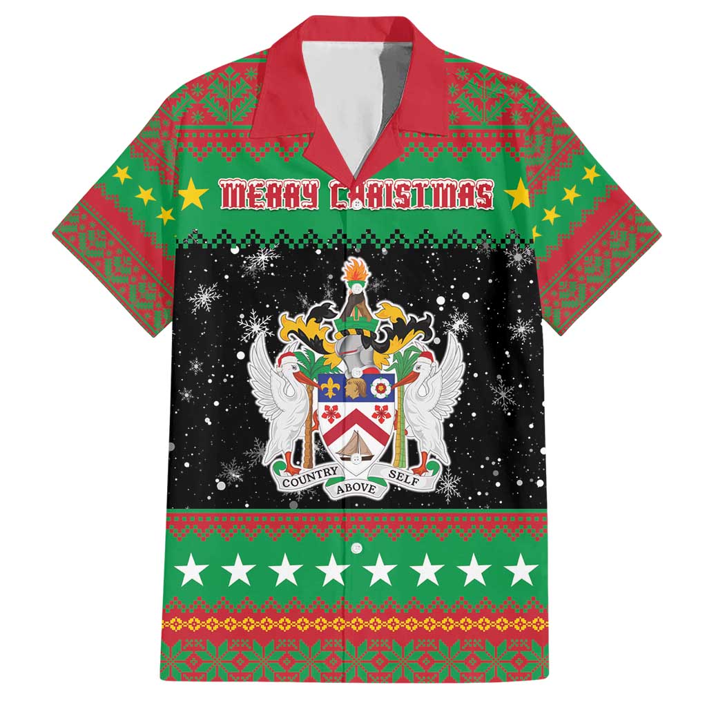 Saint Kitts And Nevis Christmas Hawaiian Shirt Coat Of Arms Xmas Vibe - Wonder Print Shop