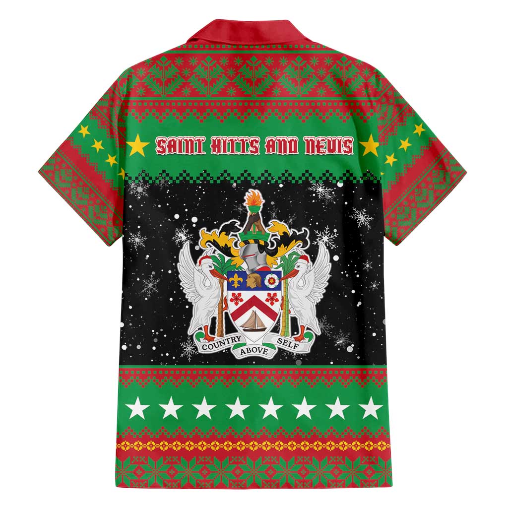 Saint Kitts And Nevis Christmas Hawaiian Shirt Coat Of Arms Xmas Vibe - Wonder Print Shop