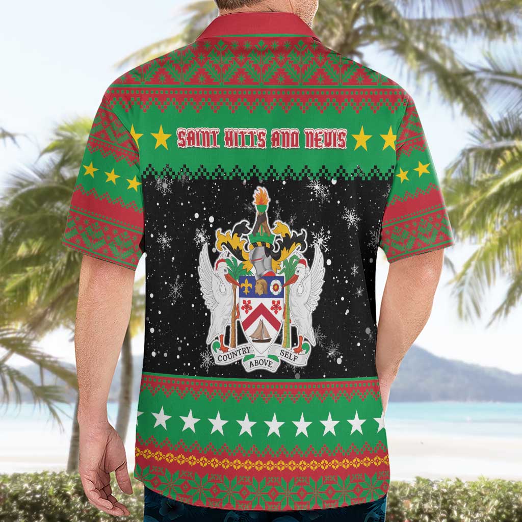 Saint Kitts And Nevis Christmas Hawaiian Shirt Coat Of Arms Xmas Vibe - Wonder Print Shop