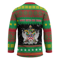 Saint Kitts And Nevis Christmas Hockey Jersey Coat Of Arms Xmas Vibe - Wonder Print Shop