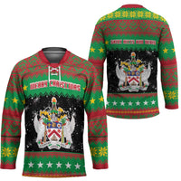Saint Kitts And Nevis Christmas Hockey Jersey Coat Of Arms Xmas Vibe - Wonder Print Shop