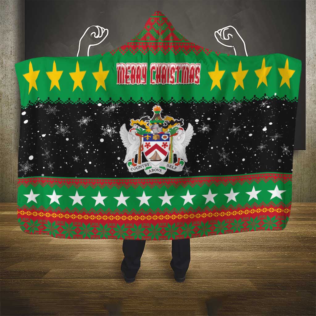 Saint Kitts And Nevis Christmas Hooded Blanket Coat Of Arms Xmas Vibe - Wonder Print Shop