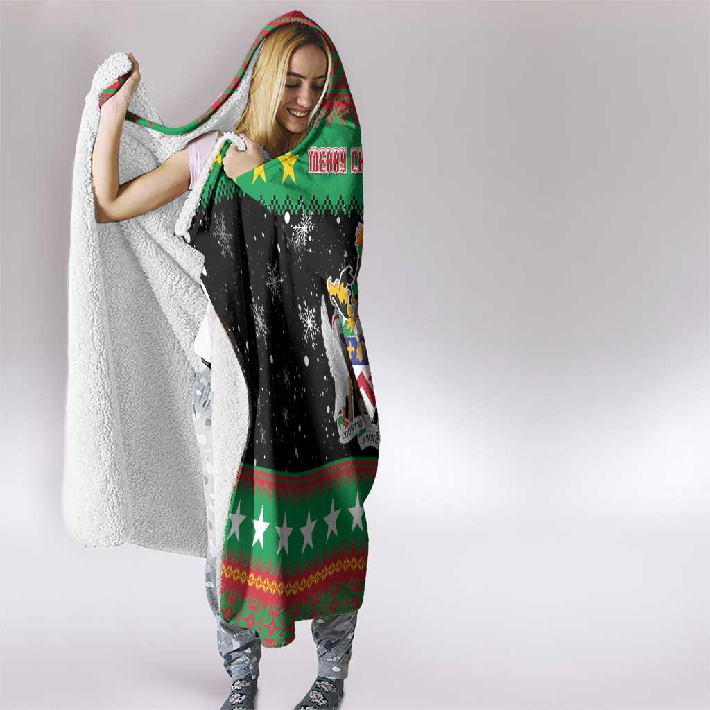 Saint Kitts And Nevis Christmas Hooded Blanket Coat Of Arms Xmas Vibe - Wonder Print Shop