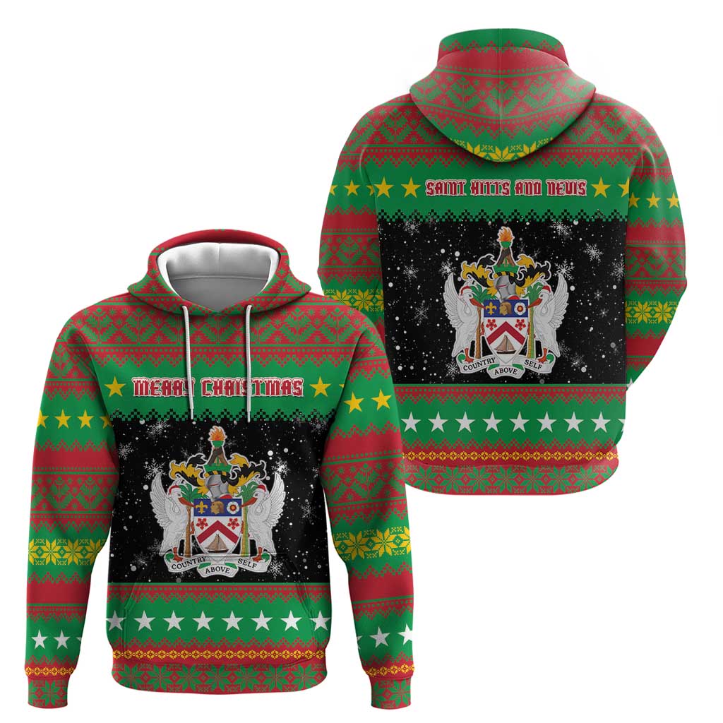 Saint Kitts And Nevis Christmas Hoodie Coat Of Arms Xmas Vibe - Wonder Print Shop