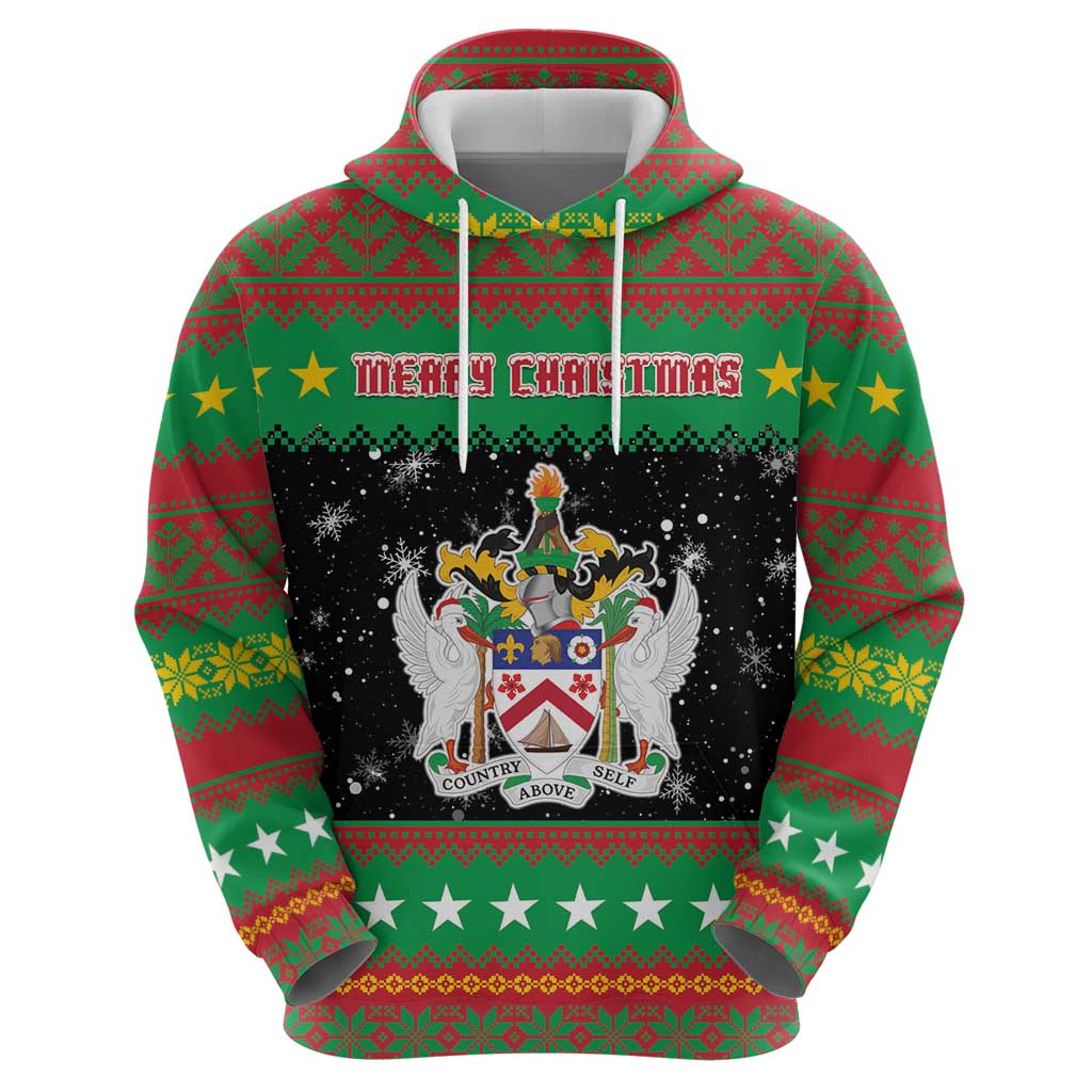 Saint Kitts And Nevis Christmas Hoodie Coat Of Arms Xmas Vibe - Wonder Print Shop