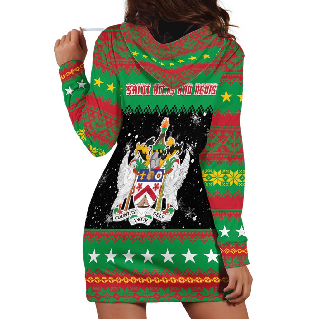 Saint Kitts And Nevis Christmas Hoodie Dress Coat Of Arms Xmas Vibe - Wonder Print Shop