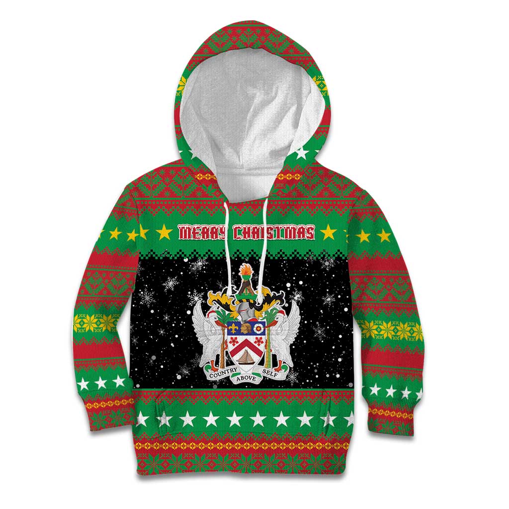 Saint Kitts And Nevis Christmas Kid Hoodie Coat Of Arms Xmas Vibe - Wonder Print Shop