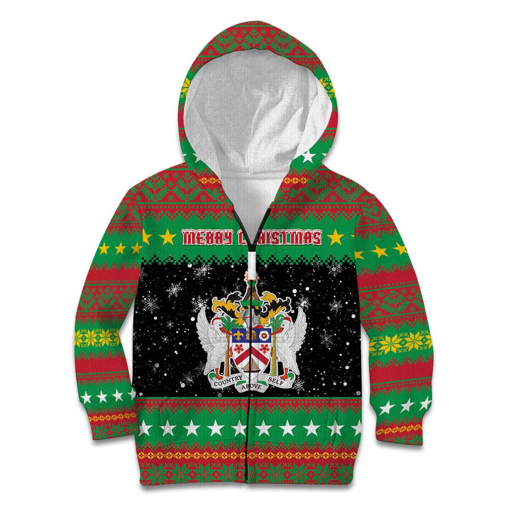 Saint Kitts And Nevis Christmas Kid Hoodie Coat Of Arms Xmas Vibe - Wonder Print Shop