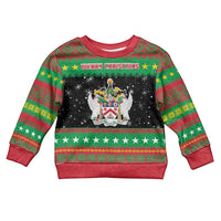 Saint Kitts And Nevis Christmas Kid Ugly Christmas Sweater Coat Of Arms Xmas Vibe - Wonder Print Shop