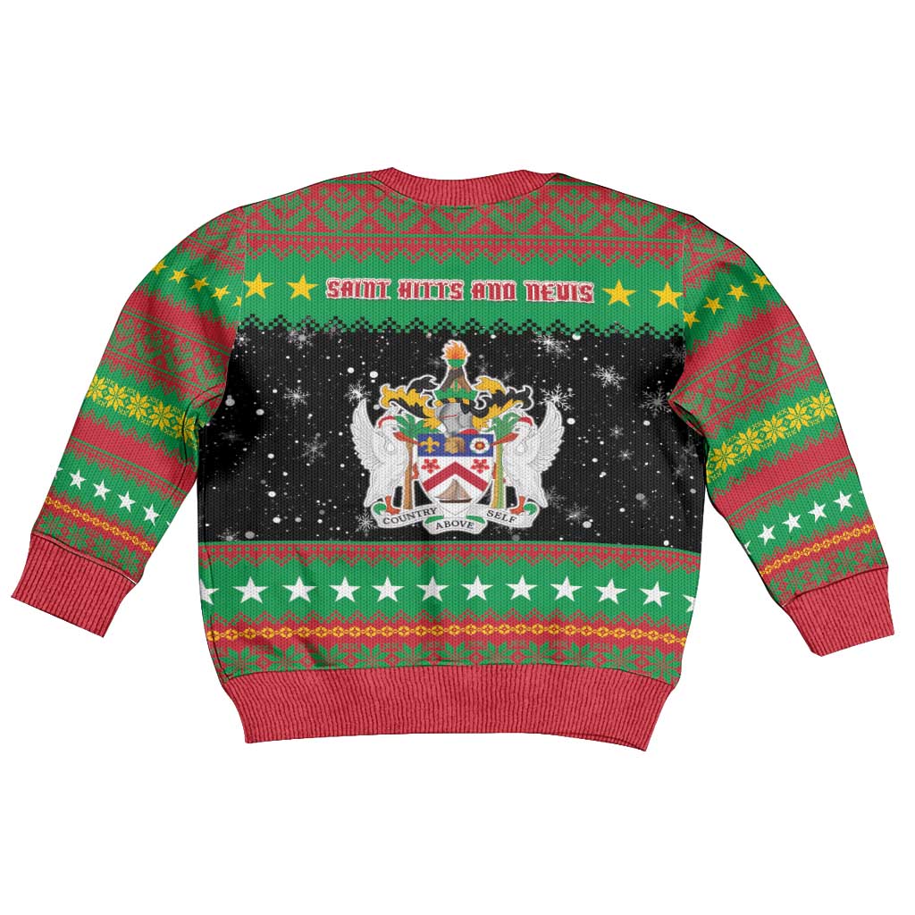Saint Kitts And Nevis Christmas Kid Ugly Christmas Sweater Coat Of Arms Xmas Vibe - Wonder Print Shop
