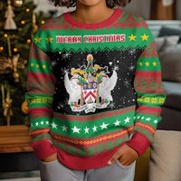 Saint Kitts And Nevis Christmas Kid Ugly Christmas Sweater Coat Of Arms Xmas Vibe - Wonder Print Shop