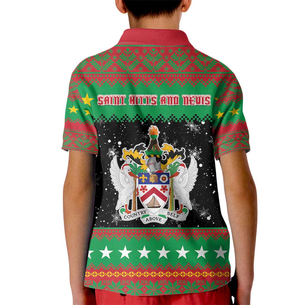 Saint Kitts And Nevis Christmas Kid Polo Shirt Coat Of Arms Xmas Vibe - Wonder Print Shop