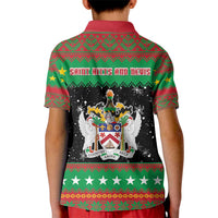Saint Kitts And Nevis Christmas Kid Polo Shirt Coat Of Arms Xmas Vibe - Wonder Print Shop