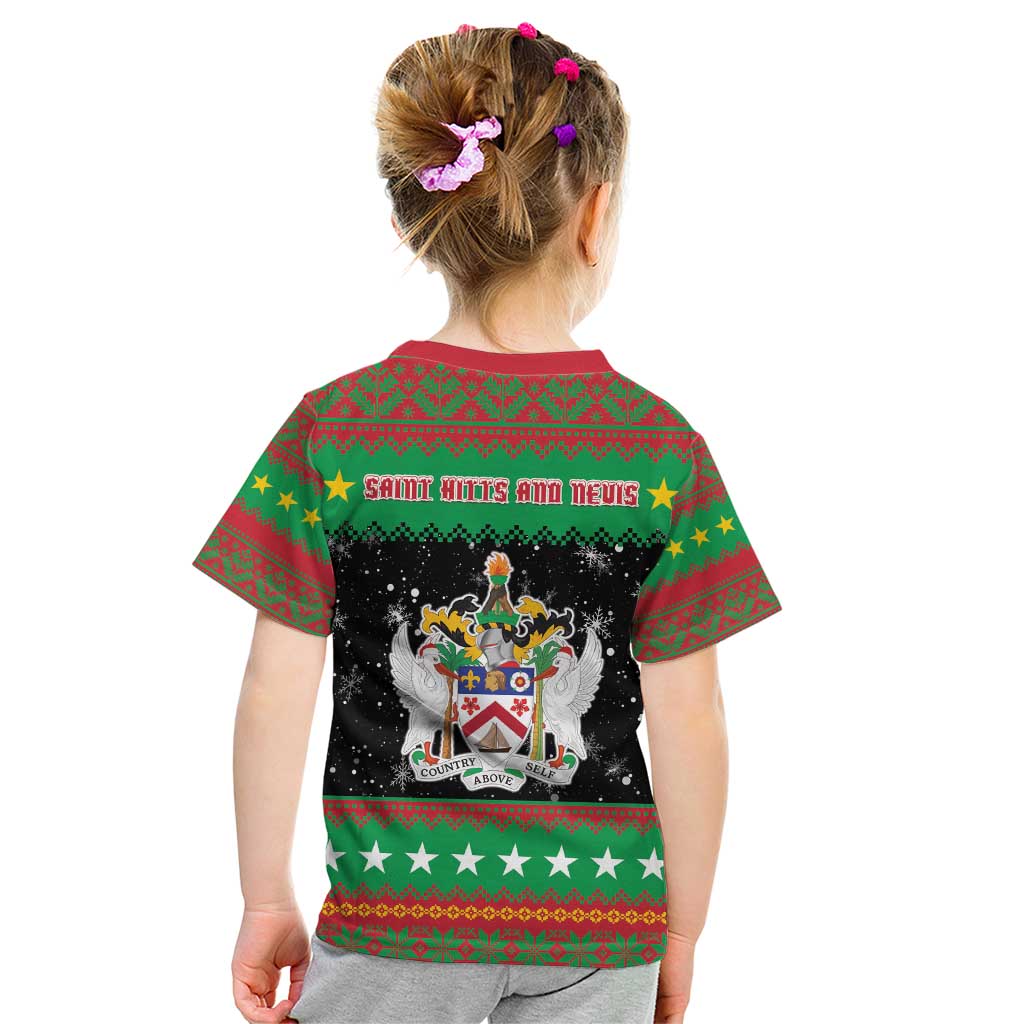 Saint Kitts And Nevis Christmas Kid T Shirt Coat Of Arms Xmas Vibe - Wonder Print Shop